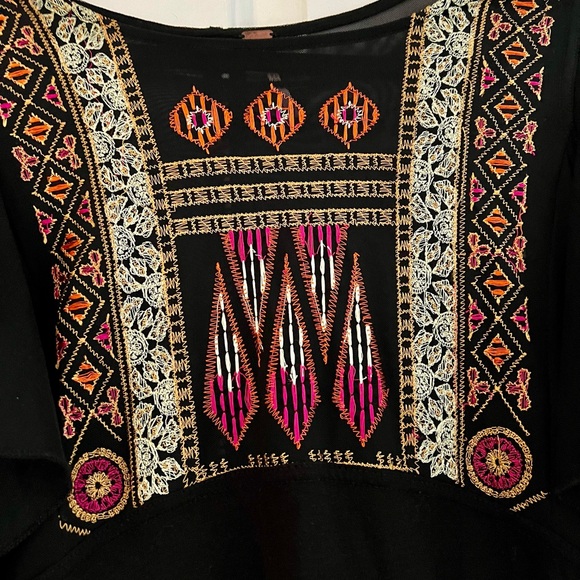 NWOT! Free People La Cienega Embroidered Ruffle Black Top! - Picture 7 of 8